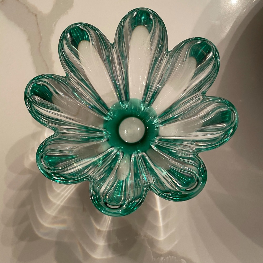 Orrefors Green Mayflower petal bowl Jan Johansson